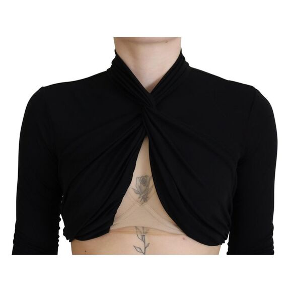 Dsquared² Black Cut Out Viscose Cropped Long Sleeves Women's Top (Pre-Owned) - Picture 5 of 5
